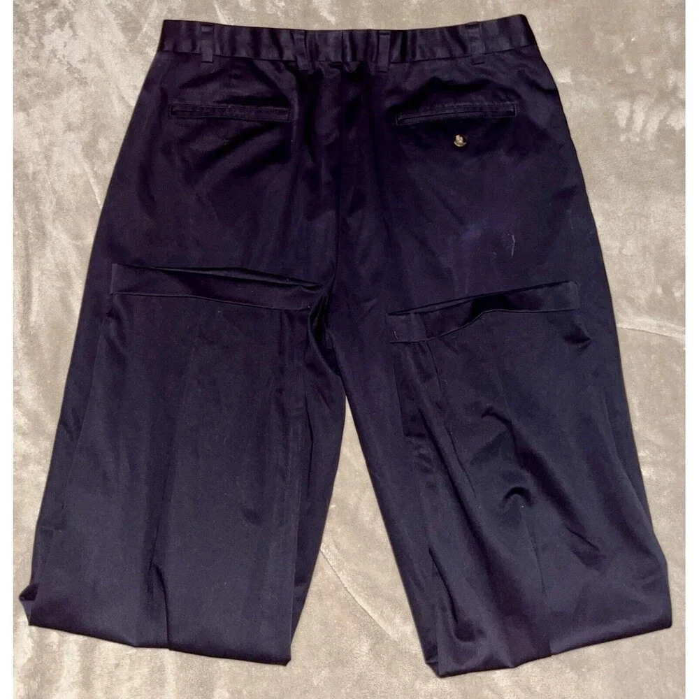 L.L. Bean Men's Navy Cuffed Pleated Dress Pants Size 38